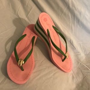Pink and Green Juicy Couture Flip Flops